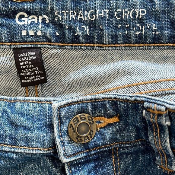 GAP 1969 Straight Cropped Cuffed Jeans  Size 8/29 R - Picture 4 of 8